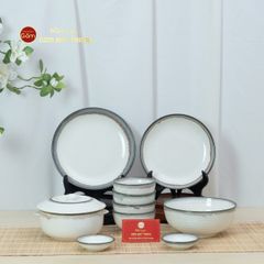 Bộ Bát Đĩa Bát Tràng Men Ngọc Trai