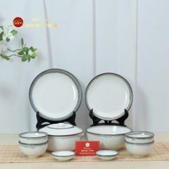 Bộ Bát Đĩa Bát Tràng Men Ngọc Trai