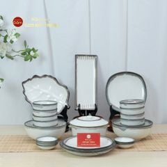 Bộ Bát Đĩa Bát Tràng Men Ngọc Trai