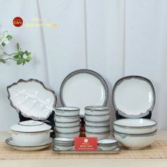 Bộ Bát Đĩa Bát Tràng Men Ngọc Trai