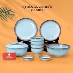 Bộ Bàn Ăn 4 Người (10 món) Men Biển Xanh Kim Sa