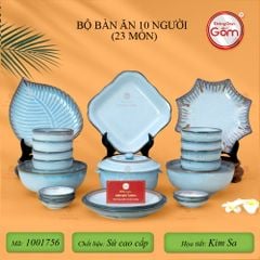 Bộ Bàn Ăn 10 Người (23 món) Men Biển Xanh Kim Sa