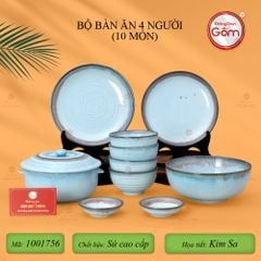 Bộ Bàn Ăn 4 Người (10 món) Men Biển Xanh Kim Sa
