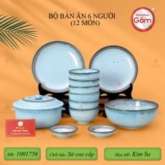 Bộ Bàn Ăn 6 Người (12 món) Men Biển Xanh Kim Sa