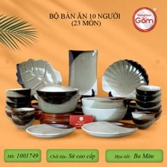 Bộ Bát Đĩa Bát Tràng Men Hỏa Biến Ba Màu