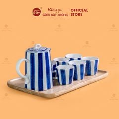 Bộ Bình Nước Dáng Ống Sọc Xanh