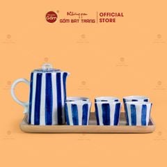 Bộ Bình Nước Dáng Ống Sọc Xanh