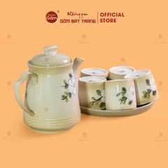 Bộ Bình Nước Dáng Ống Vẽ Hoa Mai