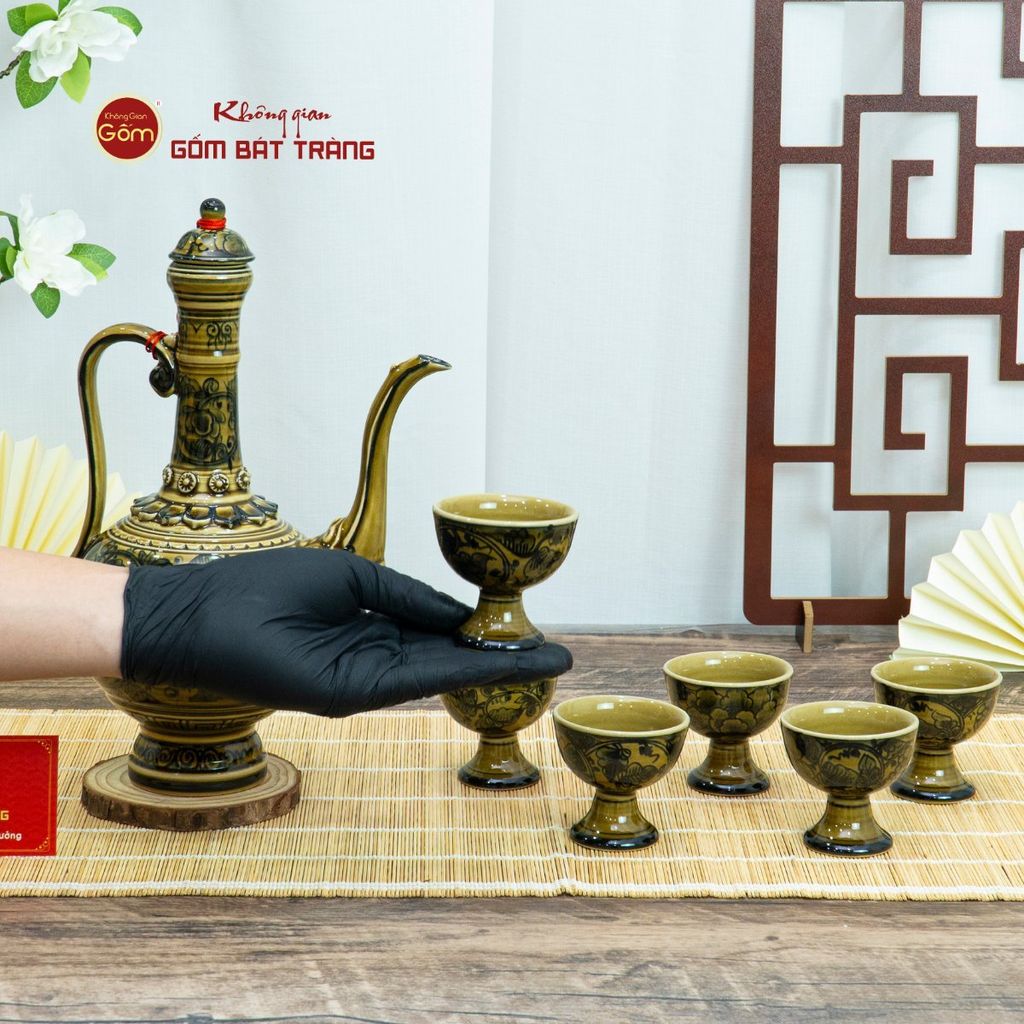 Bộ Bình Rượu Vẽ Tay Hoa Mai