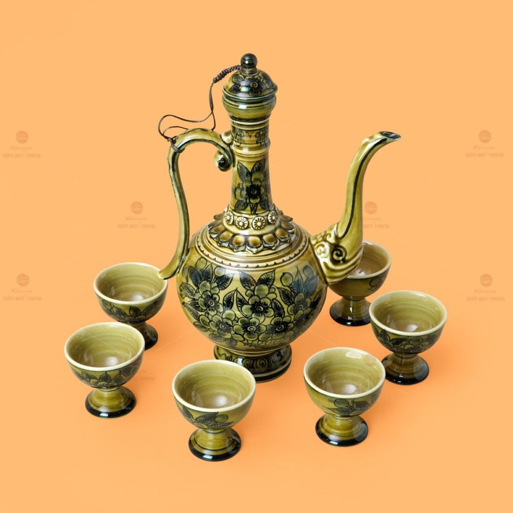 Bộ Bình Rượu Vẽ Tay Hoa Mai