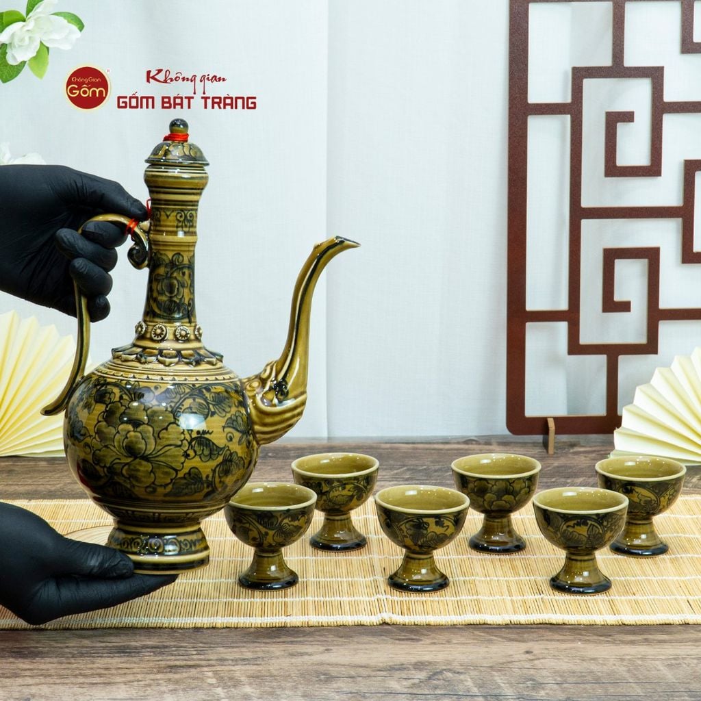 Bộ Bình Rượu Vẽ Tay Hoa Mai