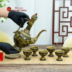 Bộ Bình Rượu Vẽ Tay Hoa Phù Dung Cổ