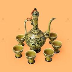 Bộ Bình Rượu Vẽ Tay Hoa Sen Dây