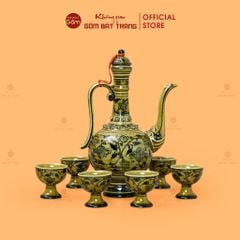 Bộ Bình Rượu Vẽ Tay Hoa Sen Dây