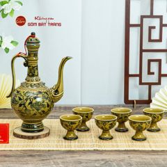 Bộ Bình Rượu Vẽ Tay Hoa Sen Dây