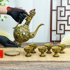 Bộ Bình Rượu Vẽ Tay Hoa Sen Dây