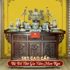 [Set Cao Cấp] Bộ Đồ Thờ Gia Tiên Men Rạn (17 món)
