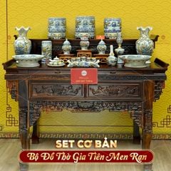 [Set Cơ Bản] Bộ Đồ Thờ Gia Tiên Men Rạn (15 món)