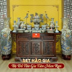 [Set Hào Gia] Bộ Đồ Thờ Gia Tiên Men Rạn (30 món)