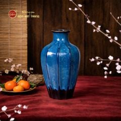 Bộ Lọ Hoa Dáng Xoài Khía Men Hỏa Biến