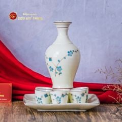 Bộ Nậm Rượu Hoa Đào Xanh