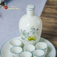 Bộ Nậm Rượu Hoa Sen Bóng