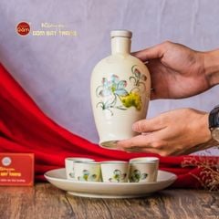 Bộ Nậm Rượu Hoa Sen Bóng
