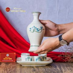 Bộ Nậm Rượu Hoa Sen Xanh