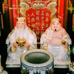 Tượng Thần Tài Thổ Địa Ghế Rồng Màu Phỉ Thúy