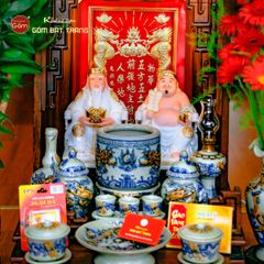 Tượng Thần Tài Thổ Địa Ghế Rồng Màu Phỉ Thúy