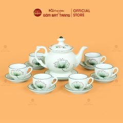 Bộ Trà Men Trắng Đài Các Vẽ Hoa Bồ Công Anh