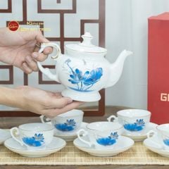 Bộ Trà Đài Các Sen Chuồn Kẻ Vàng