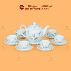 Bộ Trà Dáng Minh Long Chuồn Trúc Vẽ Vàng