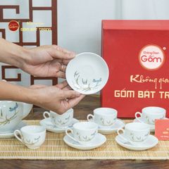 Bộ Trà Dáng Minh Long Chuồn Trúc Vẽ Vàng