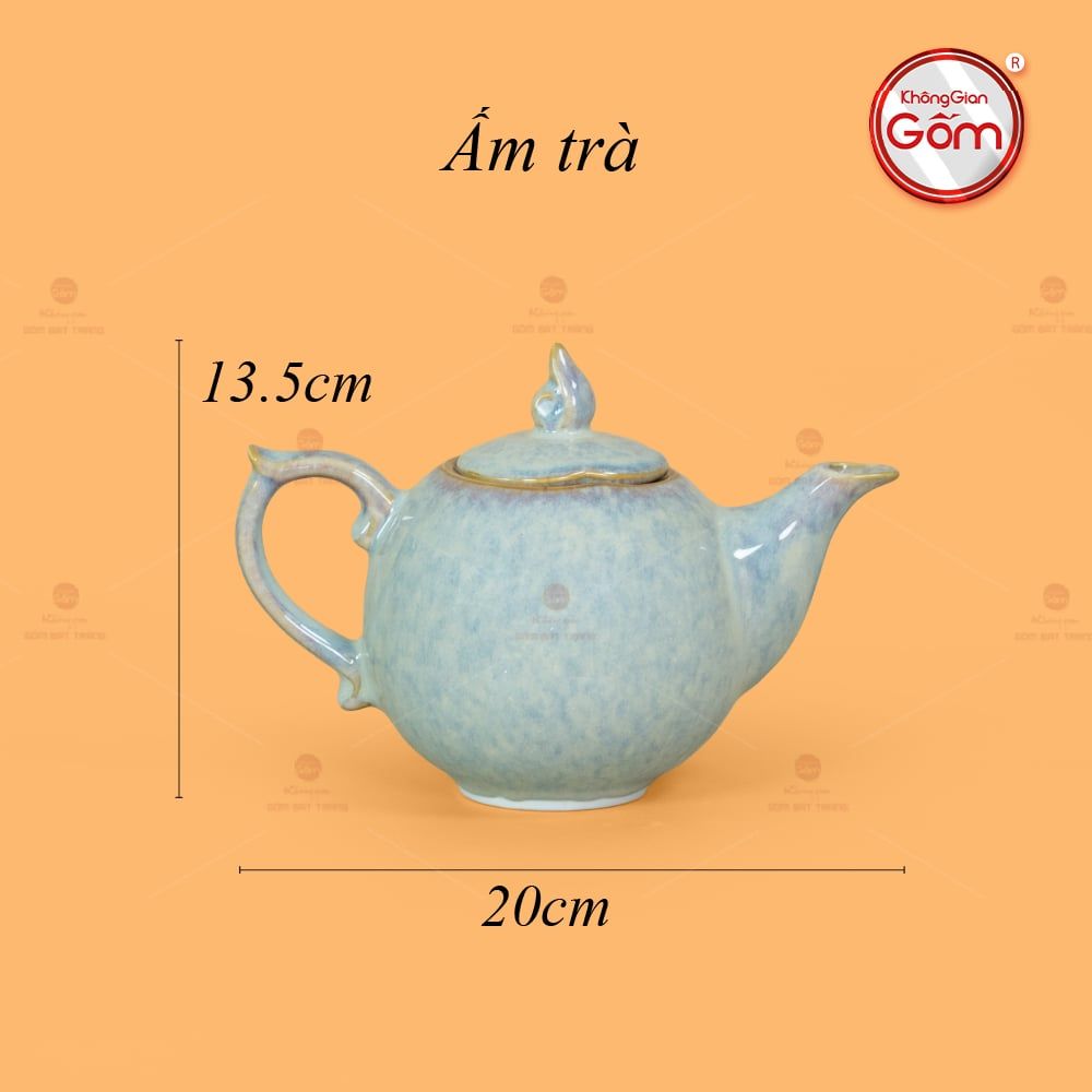 Bộ Trà Men Ghi Hỏa Biến Mẫu Đơn