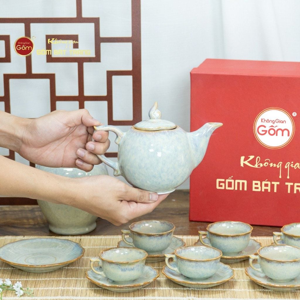 Bộ Trà Men Ghi Hỏa Biến Mẫu Đơn