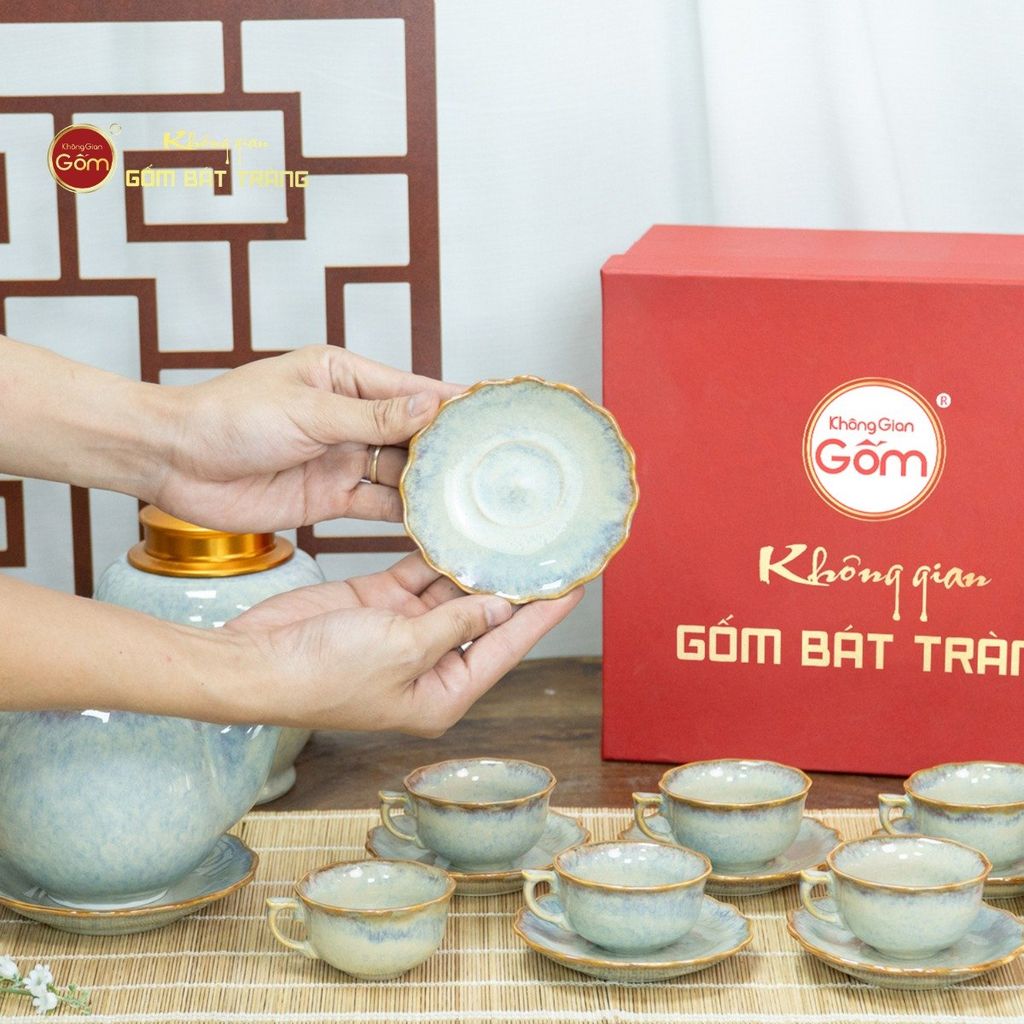 Bộ Trà Men Ghi Hỏa Biến Mẫu Đơn