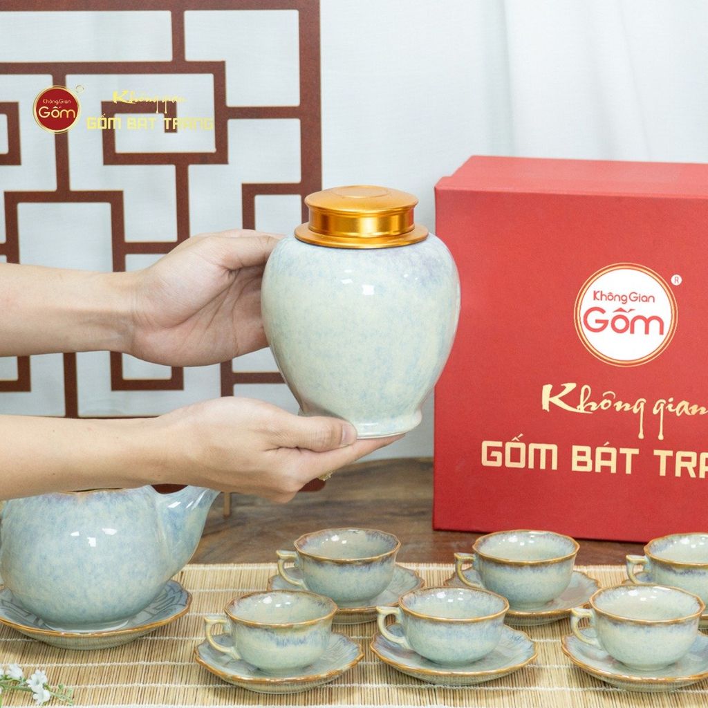 Bộ Trà Men Ghi Hỏa Biến Mẫu Đơn
