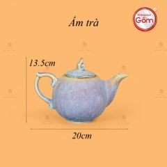 Bộ Trà Men Hỏa Biến Tím Mẫu Đơn