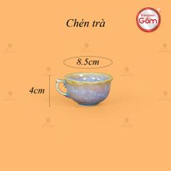 Bộ Trà Men Hỏa Biến Tím Mẫu Đơn