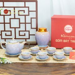 Bộ Trà Men Hỏa Biến Tím Mẫu Đơn