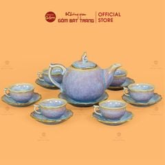 Bộ Trà Men Hỏa Biến Tím Mẫu Đơn