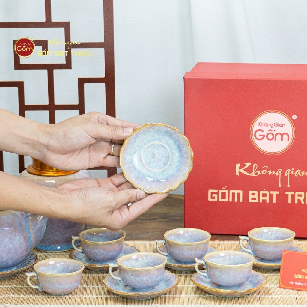 Bộ Trà Men Hỏa Biến Tím Mẫu Đơn