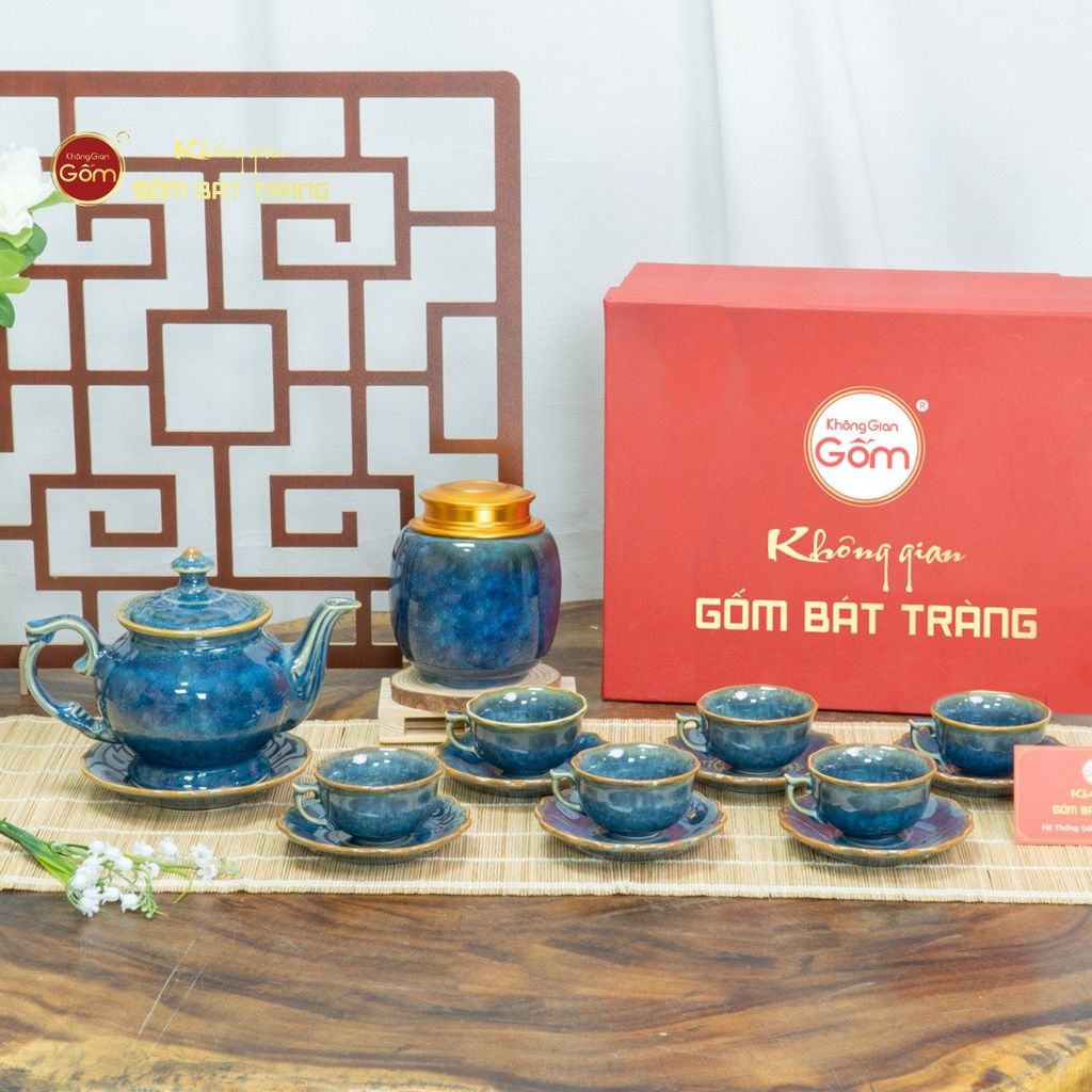 Bộ Trà Men Hỏa Biến Xanh Đài Các