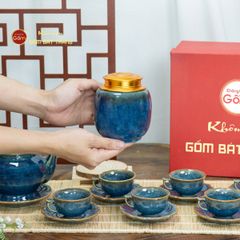 Bộ Trà Men Hỏa Biến Xanh Đài Các