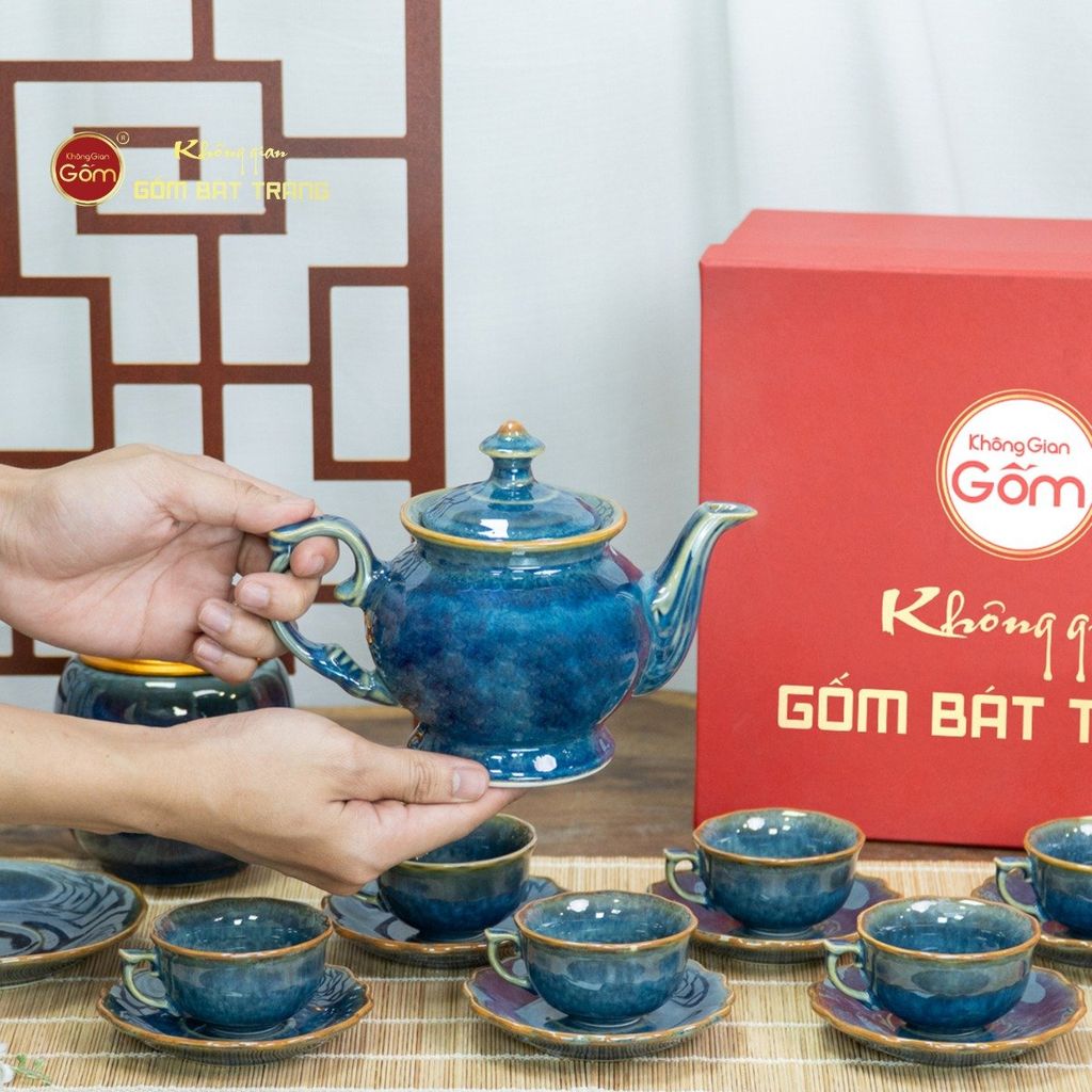 Bộ Trà Men Hỏa Biến Xanh Đài Các