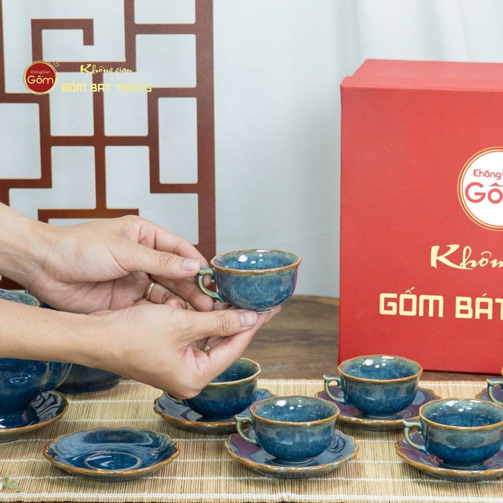 Bộ Trà Men Hỏa Biến Xanh Đài Các