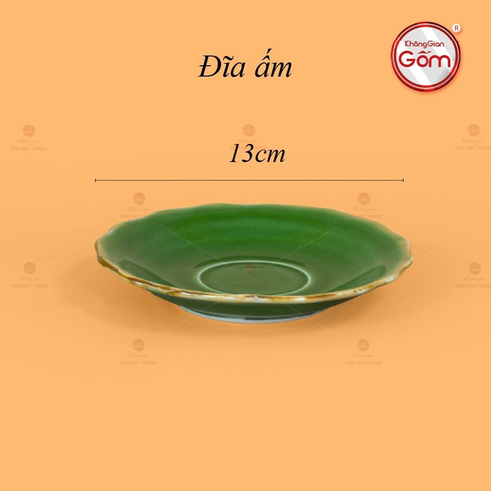 Bộ Trà Men Hỏa Biến Xanh Lục Mẫu Đơn