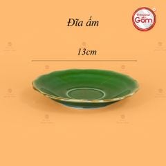 Bộ Trà Men Hỏa Biến Xanh Lục Mẫu Đơn