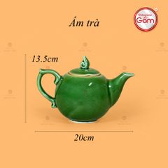 Bộ Trà Men Hỏa Biến Xanh Lục Mẫu Đơn